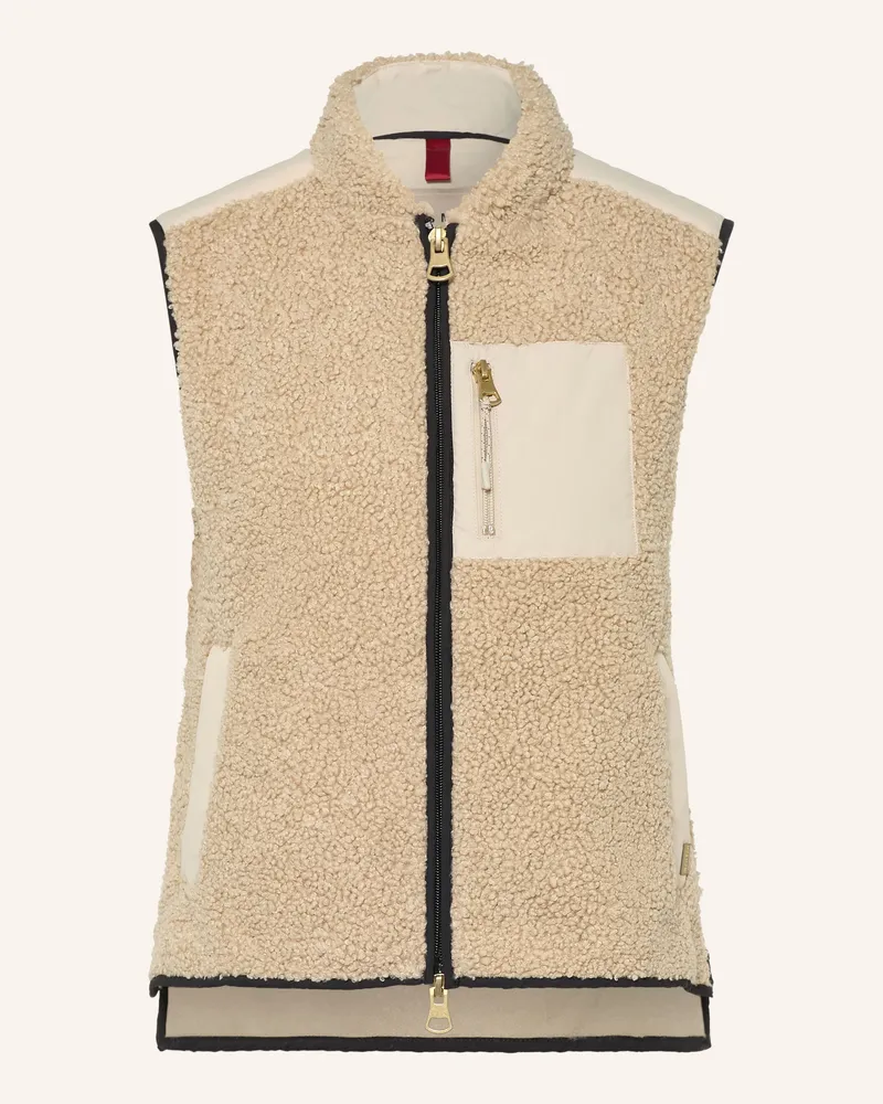 Mos Mosh Teddyfell-Weste Mmrowe Im Materialmix beige Hellgrau