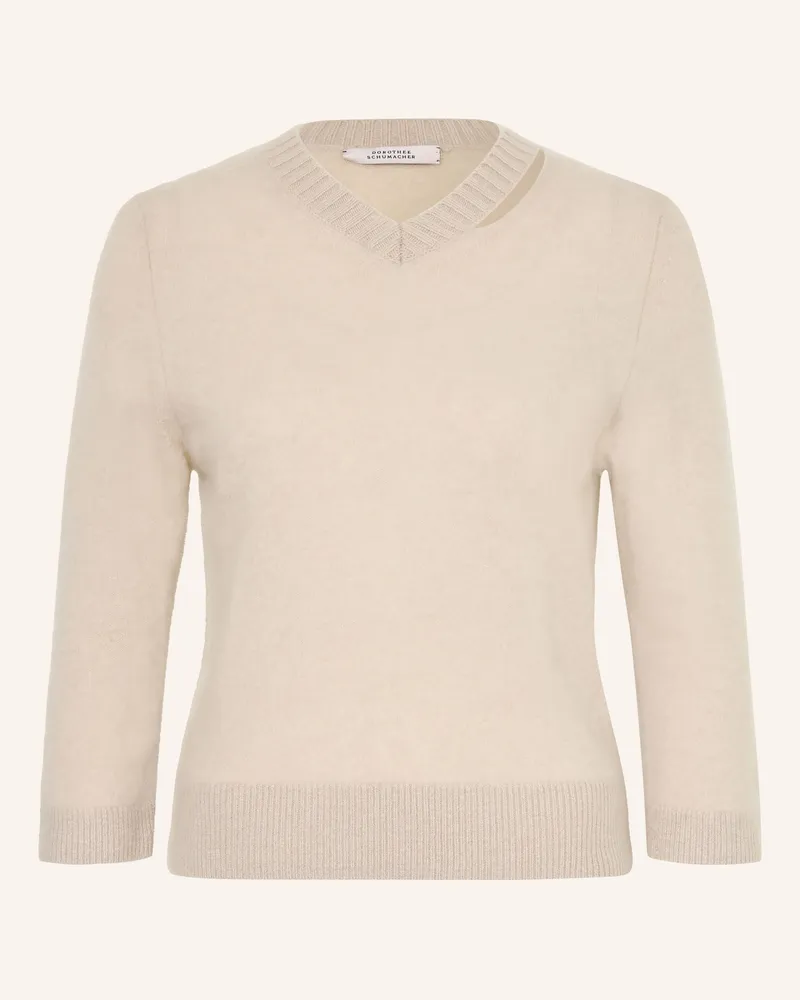 Dorothee Schumacher Pullover Fluffy Statements Mit Cashmere Und 3/4-Arm beige Beige