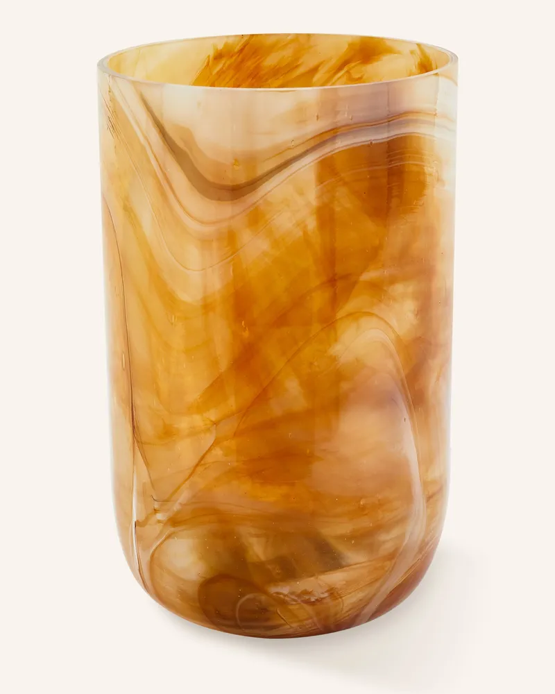POLSPOTTEN Vase Marbled Glass Medium beige Gelb