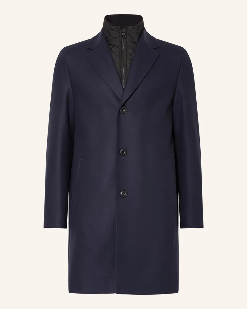 HUGO BOSS Wollmantel Milogan Mit Blende blau Dunkelblau