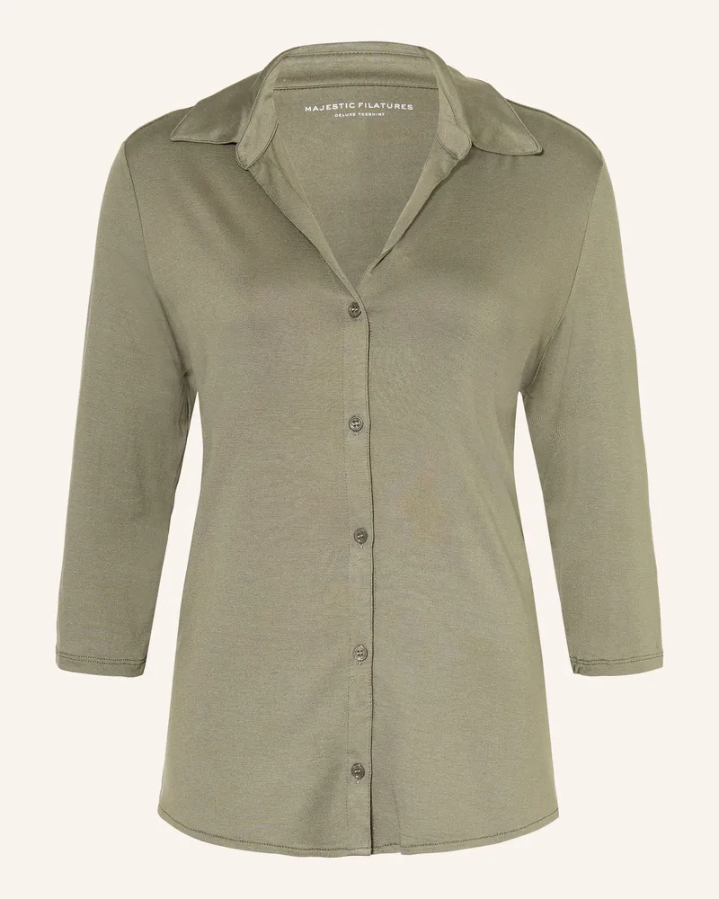 Majestic Cropped-Hemdbluse Mit 3/4-Arm gruen Oliv