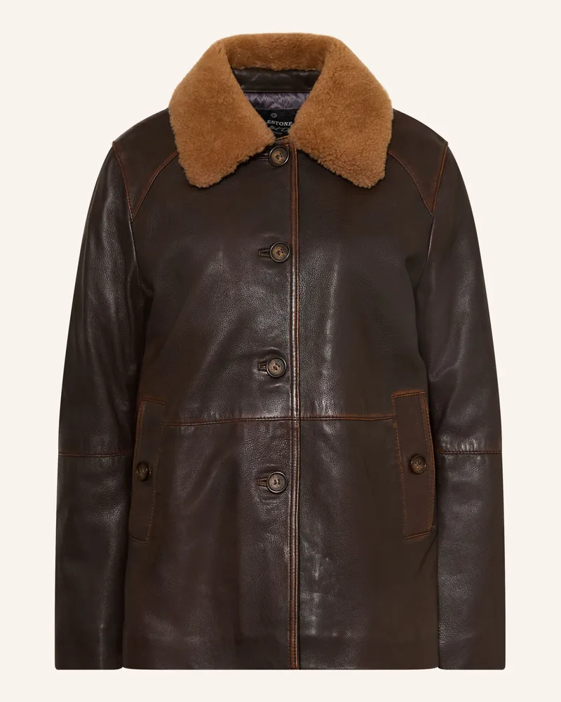 Milestone Lederjacke Msnour Mit Abnehmbarem Kragen braun Dunkelbraun