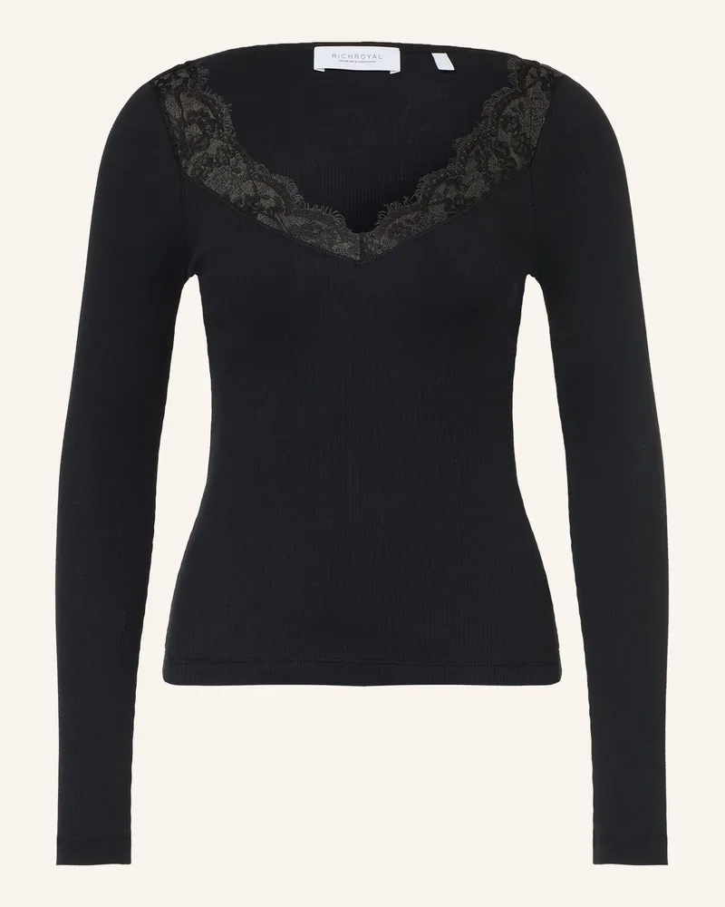 Rich&Royal Longsleeve Mit Spitze schwarz Schwarz