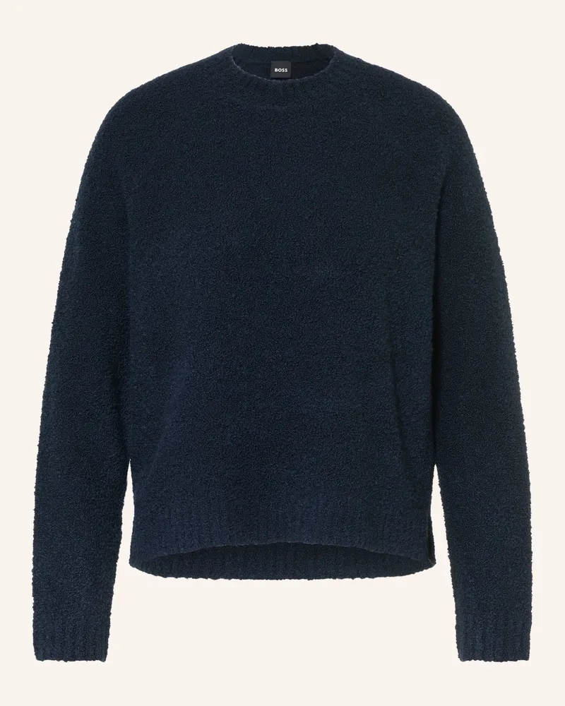 HUGO BOSS Bouclé-Pullover Febisana blau Dunkelblau