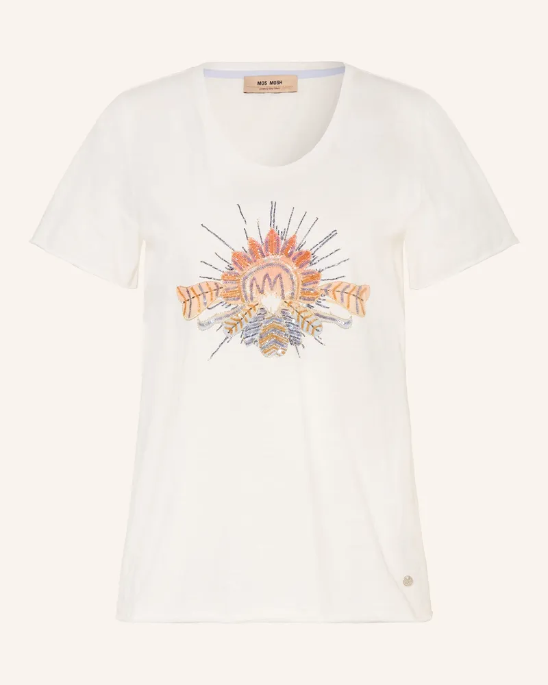 Mos Mosh T-Shirt Mmtonia Mit Schmuckperlen Und Pailletten weiss Ecru