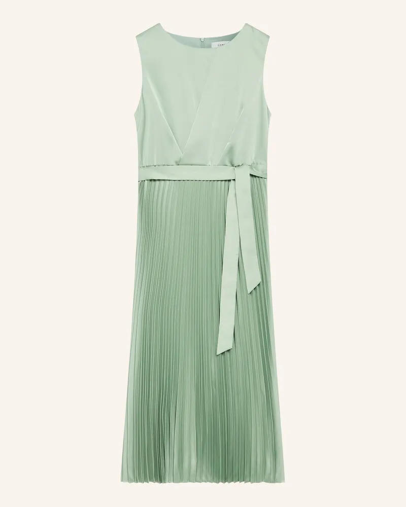COMMA Satinkleid Mit Plissees gruen Hellgrün