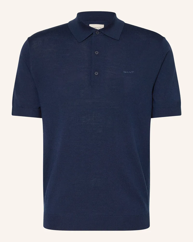 Gant Strick-Poloshirt Regular Fit Aus Merinowolle blau Dunkelblau