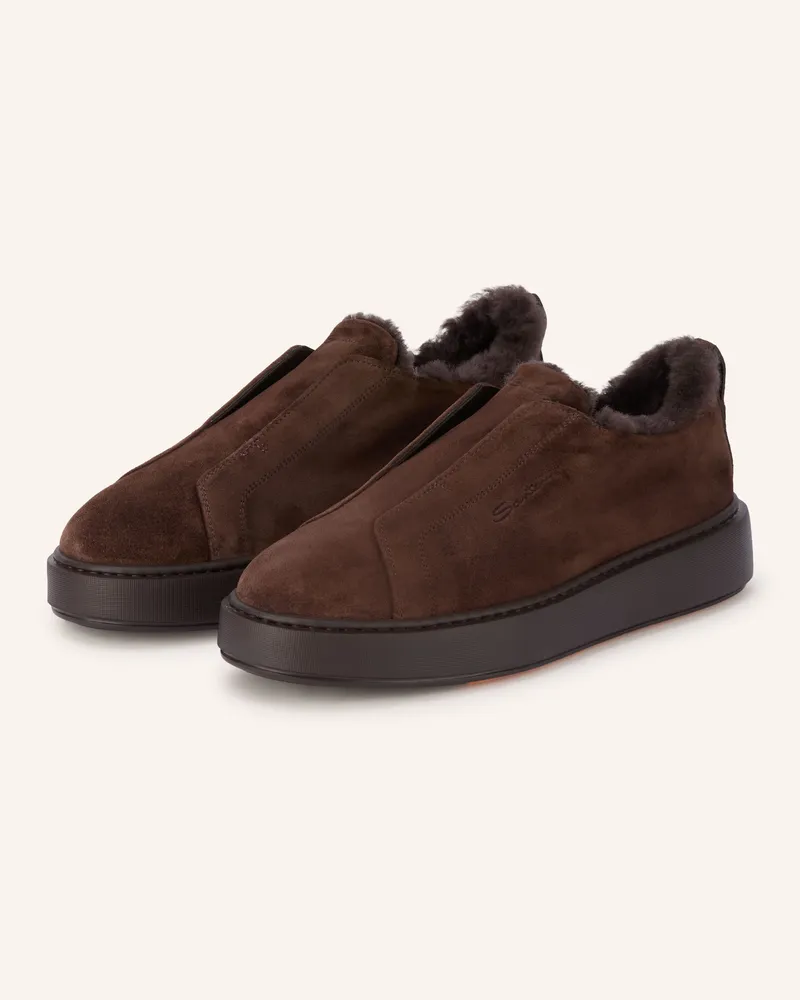 Santoni Slip-On-Sneaker Victory braun Dunkelbraun