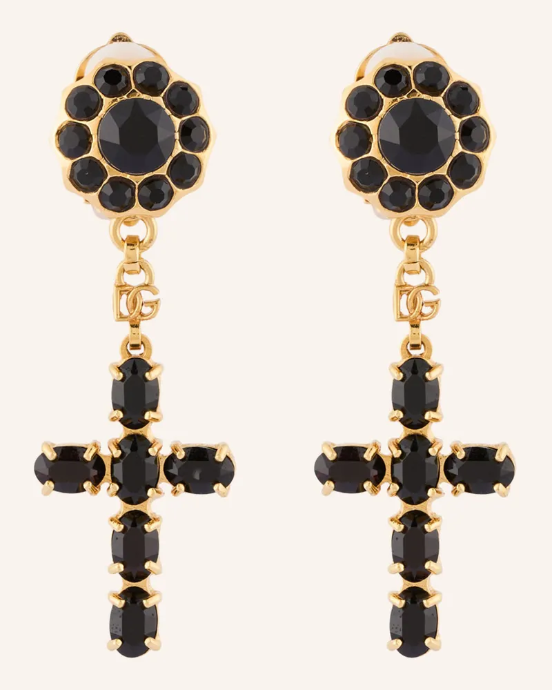 Dolce & Gabbana Ohrclips schwarz Gold