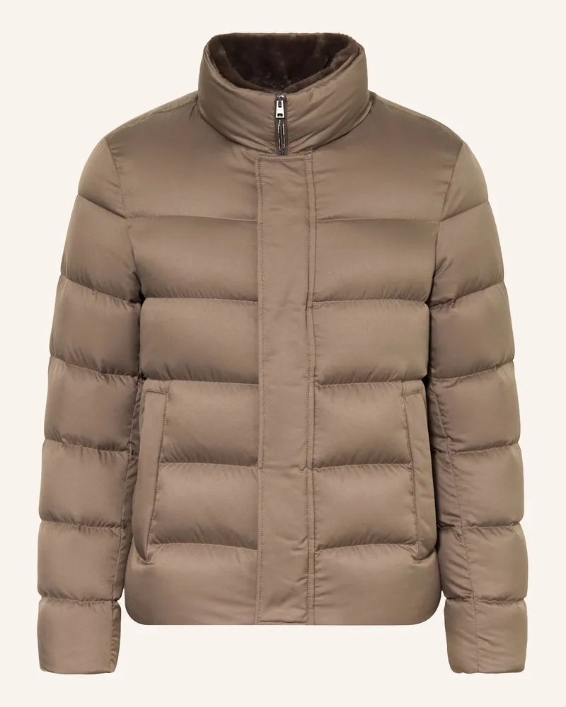 Herno Daunenjacke mit abnehmbarem Kunstfell Grau