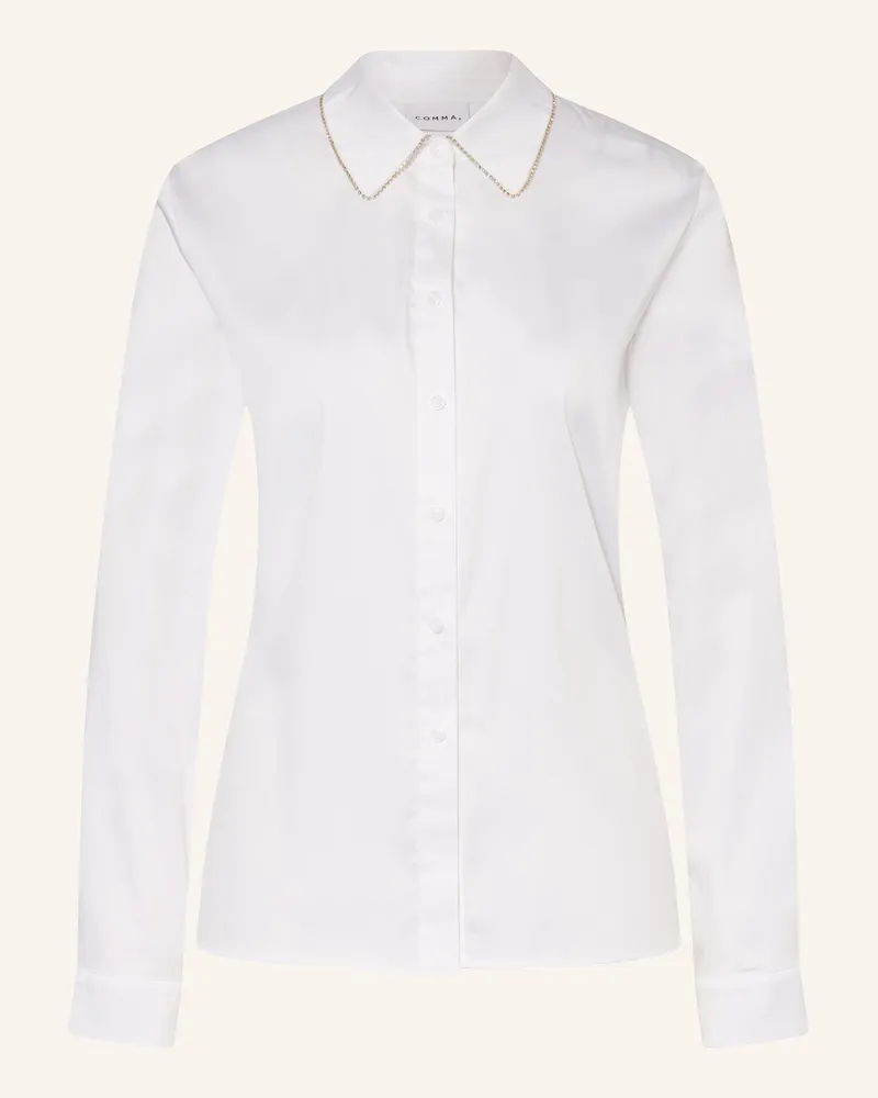 COMMA Hemdbluse mit Schmucksteinen Weiss