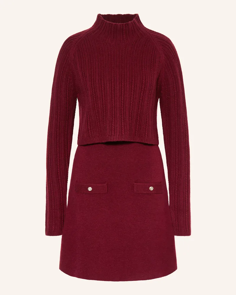 Maje Set: Strickkleid und Pullover Dunkelrot