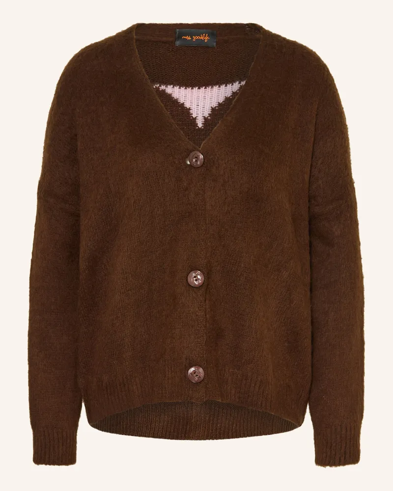 Miss Goodlife Strickjacke mit Alpaka Dunkelbraun
