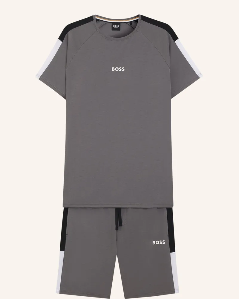 HUGO BOSS Pyjama-Set Balance Short Set Regular Fit grau Dunkelgrau