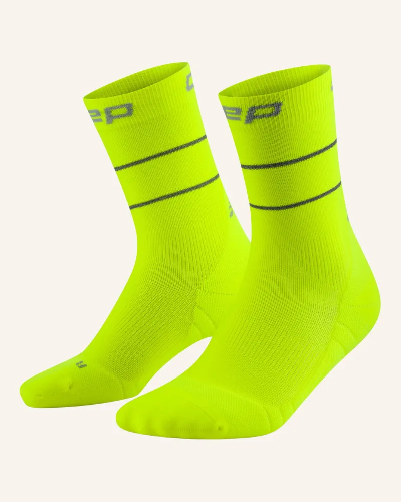 CEP CEP CEP pro run reflective socks, mid cut, 2.0,  women Neongelb