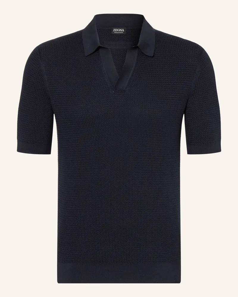 Ermenegildo Zegna Strick-Poloshirt Dunkelblau