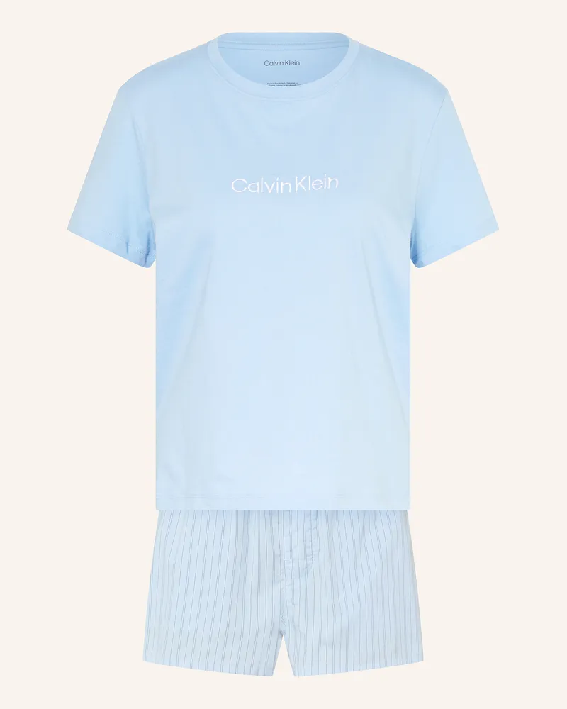Calvin Klein Shorty-Schlafanzug COTTON POPLIN Hellblau
