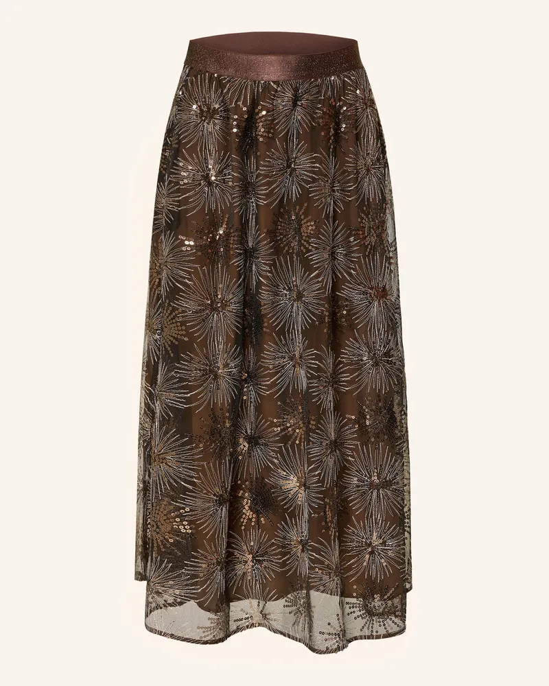 Oui  Tüllrock mit Pailletten und Glitzergarn Braun