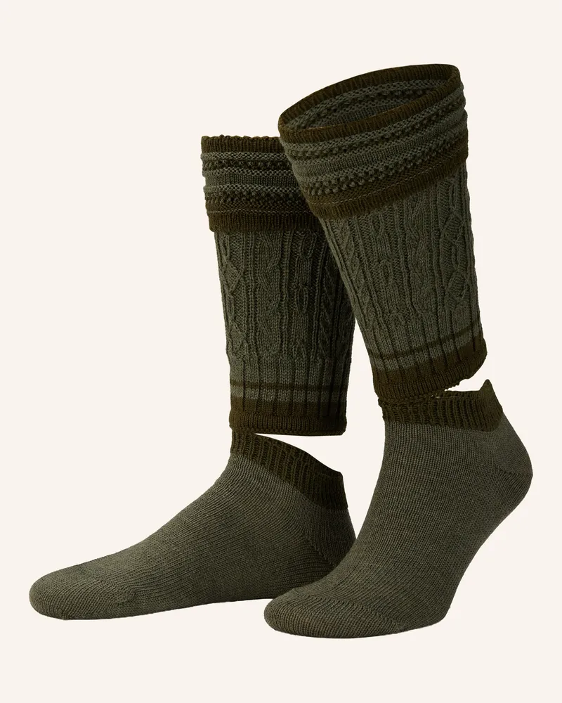 Lusana Loferl WADLWÄRMER aus Merinowolle Oliv
