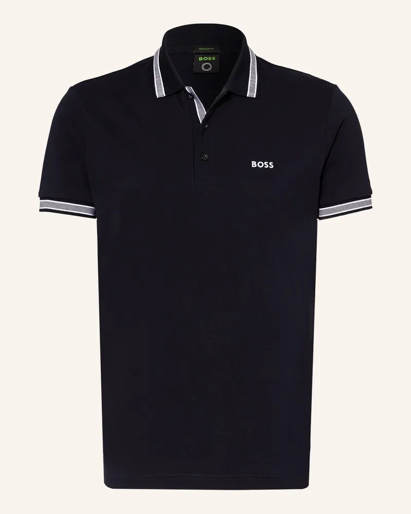 HUGO BOSS Piqué-Poloshirt PADDY CURVED Regular Fit Blau