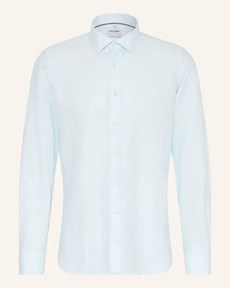 Olymp Hemd Level Five body fit mit Leinen Hellblau