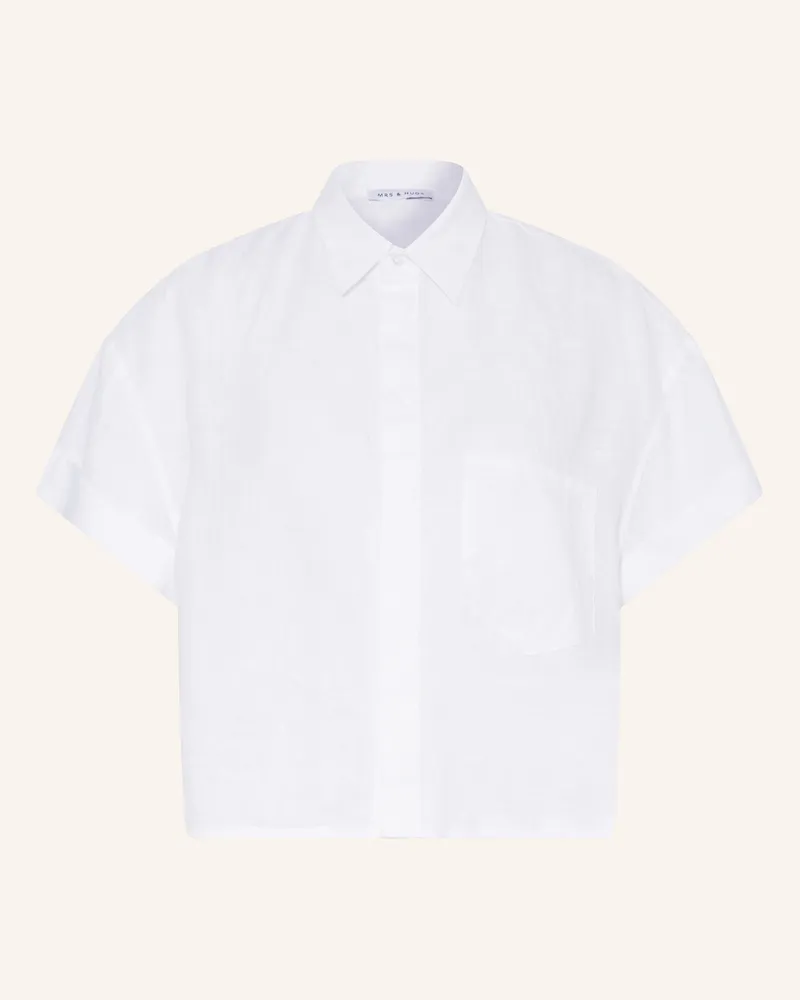 Mrs & HUGS Oversized-Hemdbluse Aus Leinen weiss Weiss