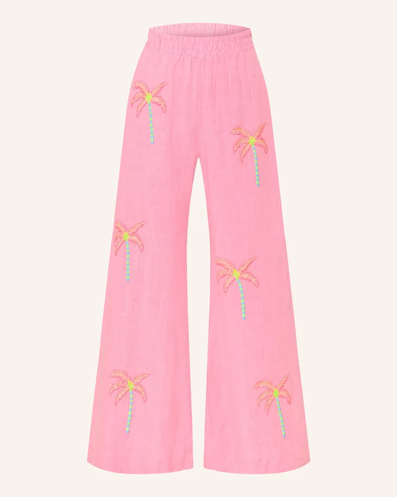Grace Marlenehose aus Leinen mit Pailletten Rosa