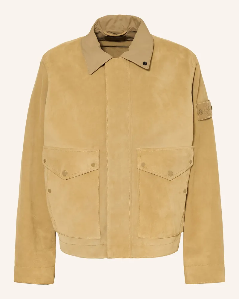 Stone Island Lederjacke Camel