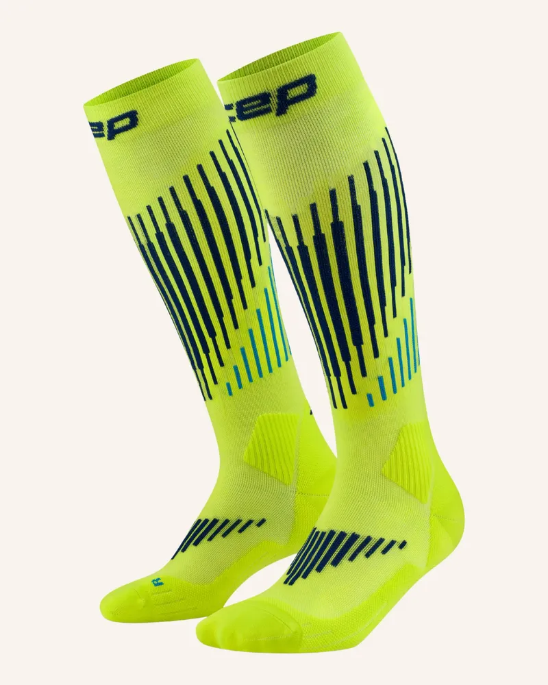 CEP Laufsocken Knee High Touring Skiing Mit Kompression gruen Blau
