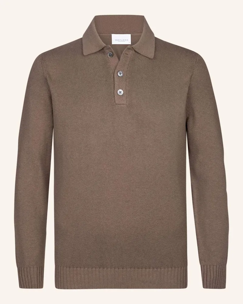Profuomo Polo Langarm Braun