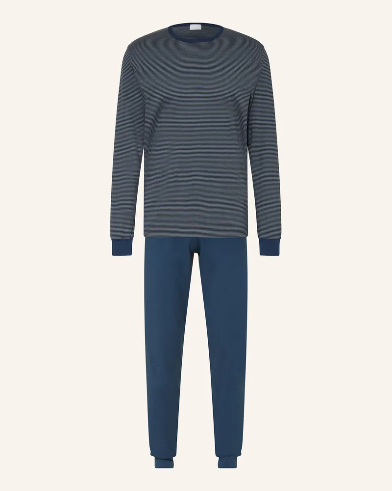 Mey Schlafanzug Serie NIGHT STRIPES Dunkelblau