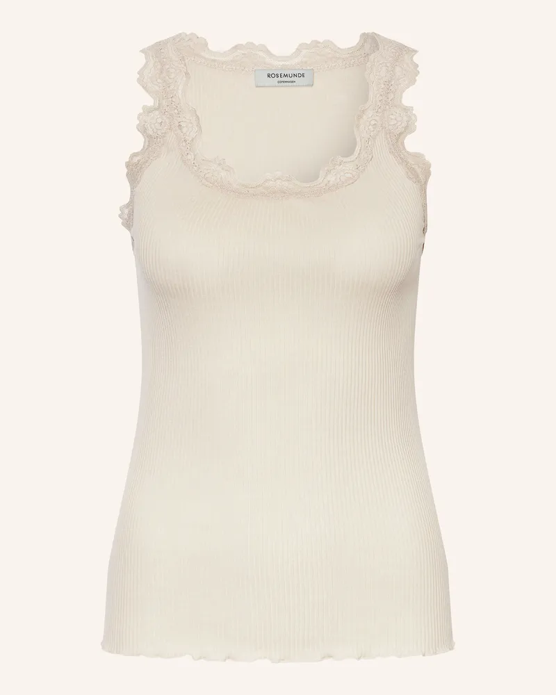 Rosemunde Seidentop Babette Mit Spitze weiss Hellgrau