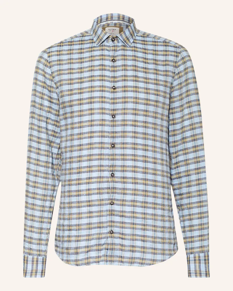 Olymp Leinenhemd Level Five Body Fit blau Hellblau