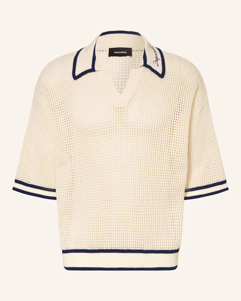 Dsquared2 Strick-Poloshirt weiss Creme