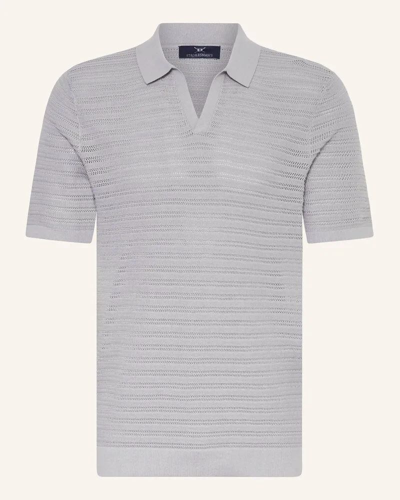 Strokesman's STROKESMAN Strick-Poloshirt Blaugrau