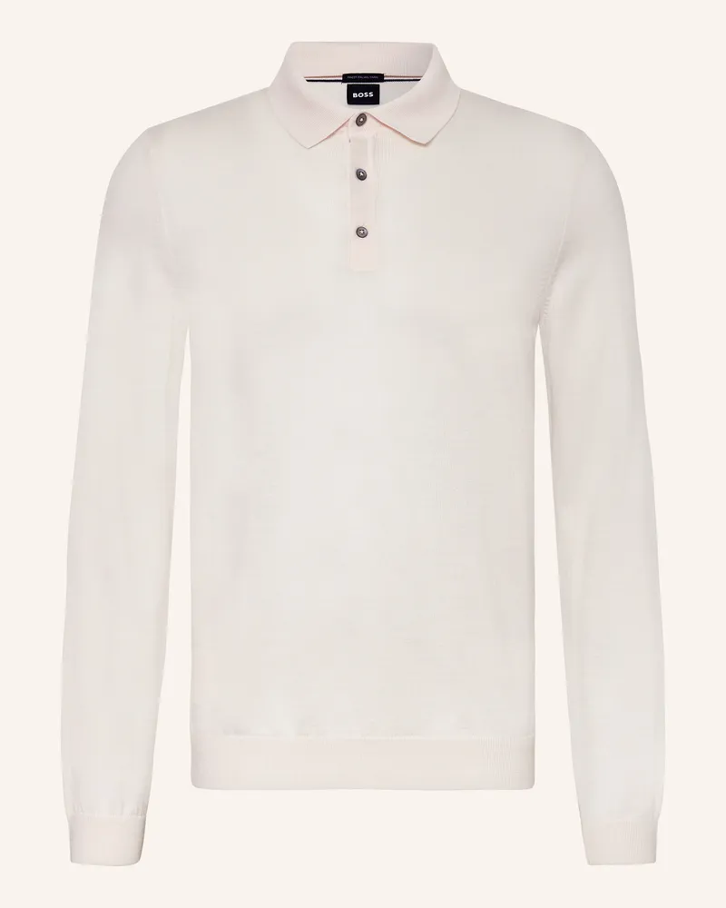 HUGO BOSS Strick-Poloshirt LANCIONE Weiss