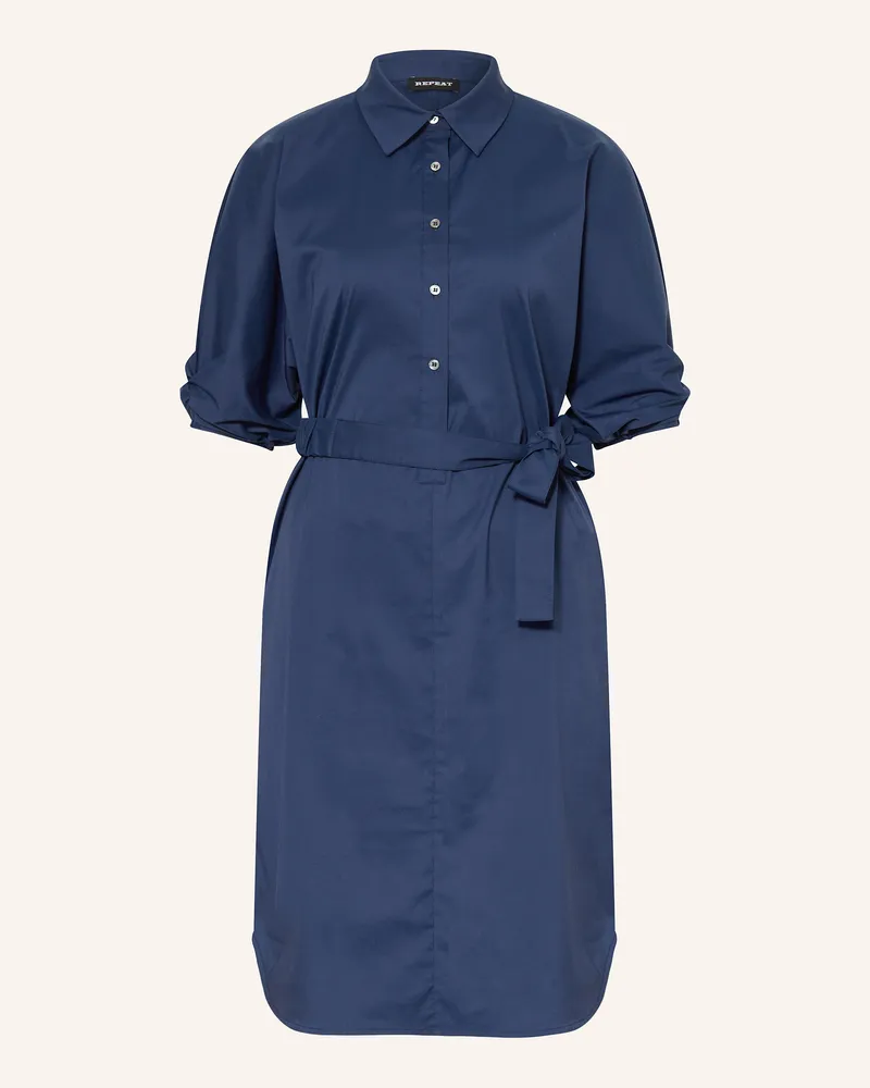 Repeat Hemdblusenkleid mit 3/4-Arm Dunkelblau