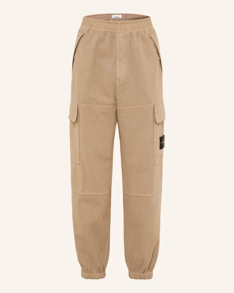 Stone Island Cargohose Loose Fit Aus Flanell beige Beige