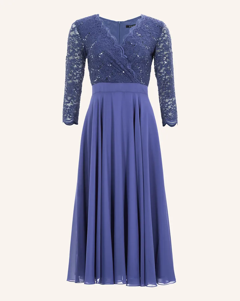 Swing Cocktailkleid mit 3/4-Arm und Spitze Lila