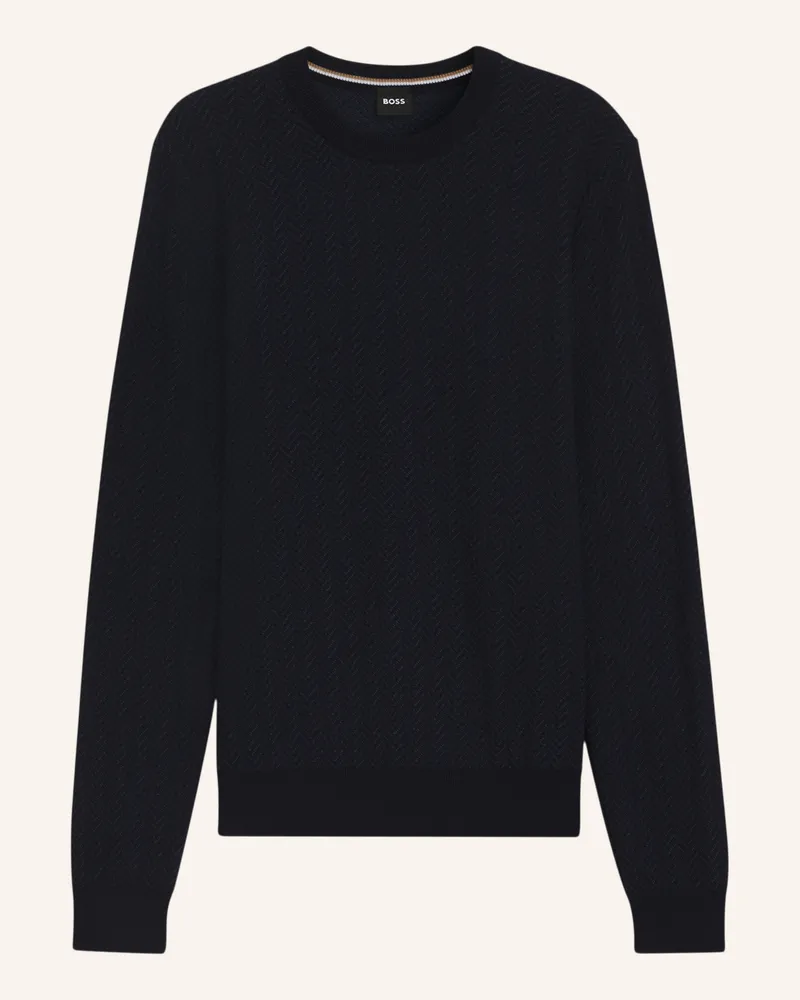 HUGO BOSS Pullover H-HABITO Regular Fit Dunkelblau