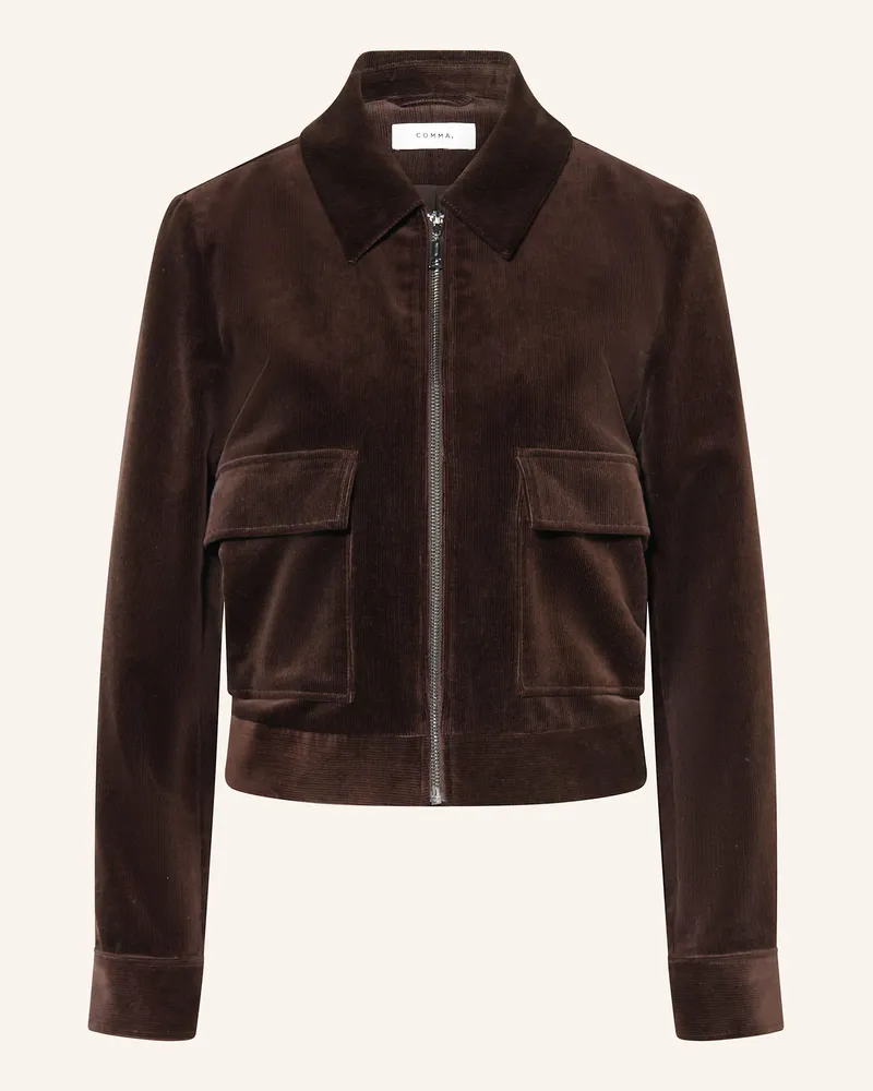 COMMA Kastenjacke aus Cord Dunkelbraun