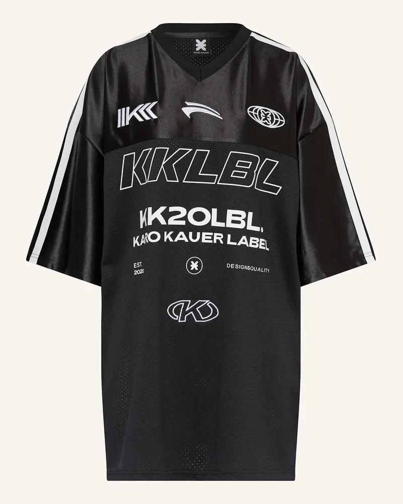 Karo Kauer T-Shirt im Materialmix Schwarz