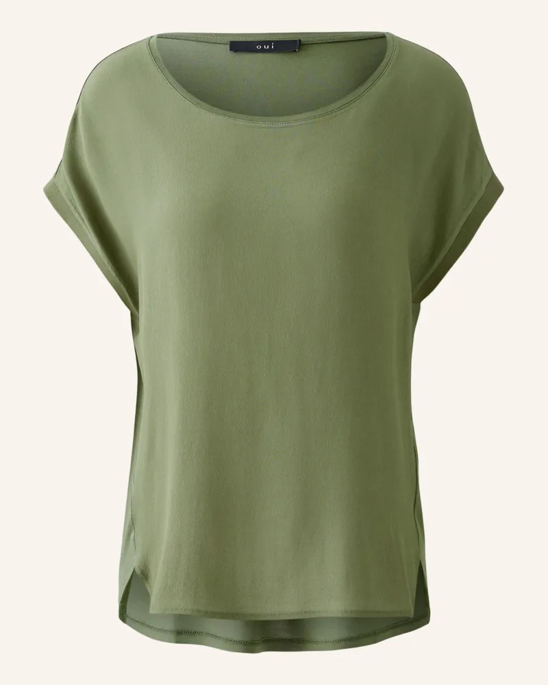 Oui  Blusenshirt im Materialmix Grün