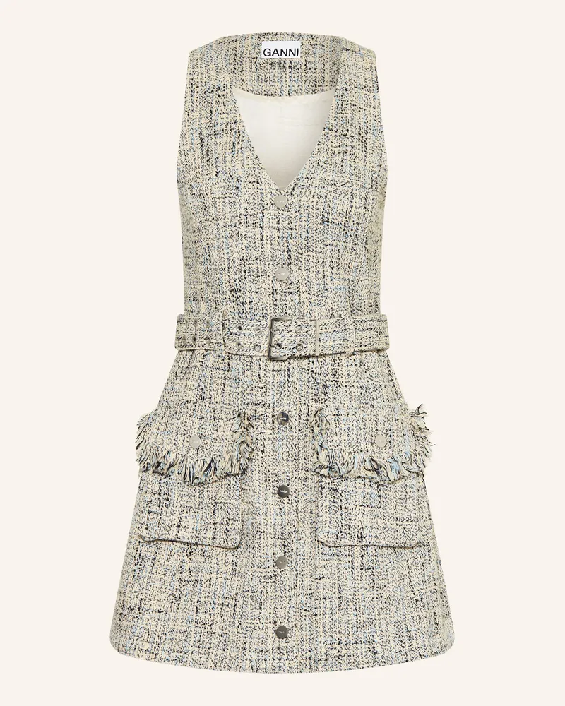 Ganni Tweed-Kleid Creme