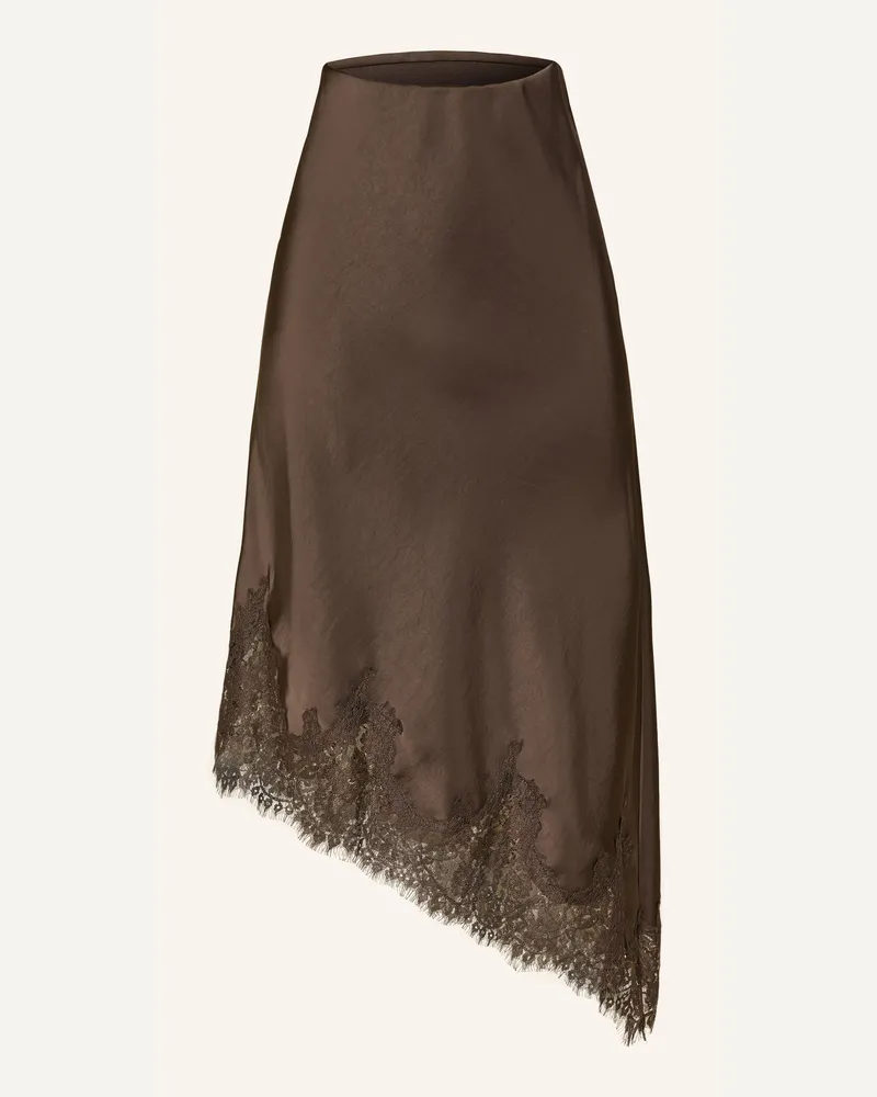 Neo Noir Satinrock FIORA mit Spitze Dunkelbraun