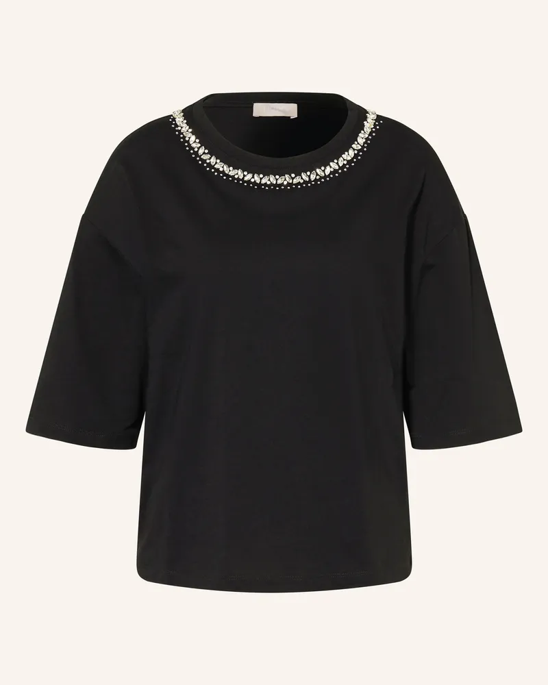 Liu Jo T-Shirt mit 3/4-Arm und Schmucksteinen Schwarz