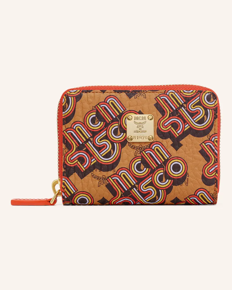MCM Geldbörse Aren Visetos Mini braun Cognac