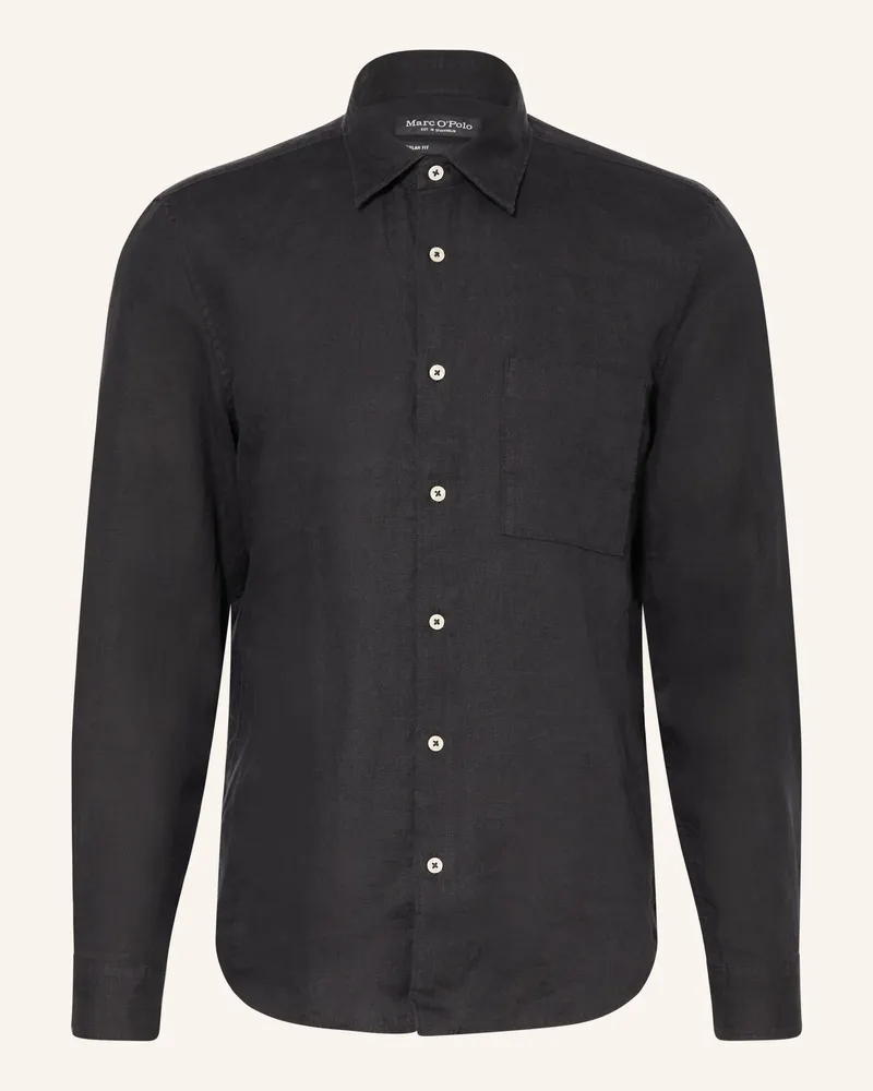 Marc O'Polo Leinenhemd Regular Fit Schwarz