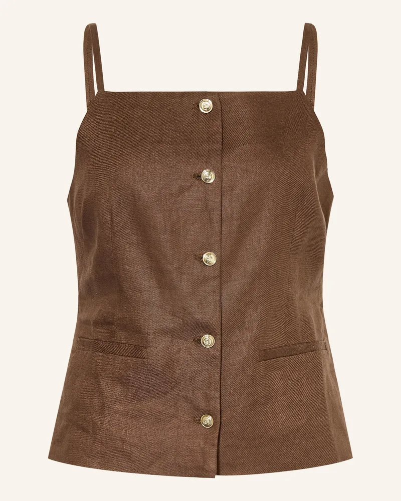 Maje Blusentop aus Leinen Braun