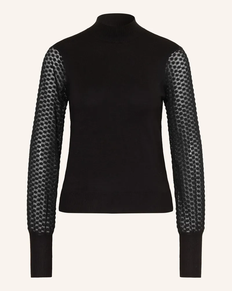 RINO & PELLE Pullover Kalinka Im Materialmix schwarz Schwarz